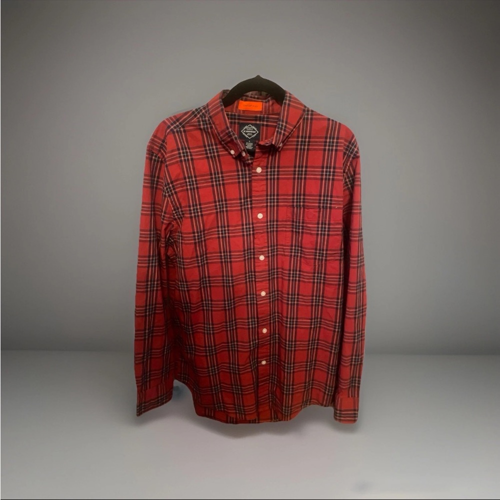 St. John's Bay Red and Blue Plaid Men's Button Down Shirt
